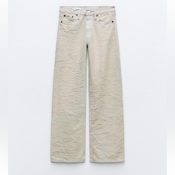 Zara MID WAIST WRINKLE EFFECT COATED JEANS - Picture 2 of 3
